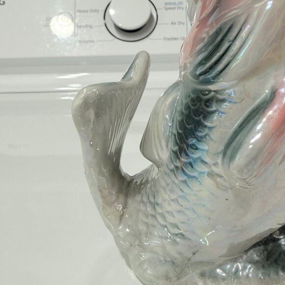 Vintage Large Mouth Bass Vase Iridescent - Picture 13 of 17